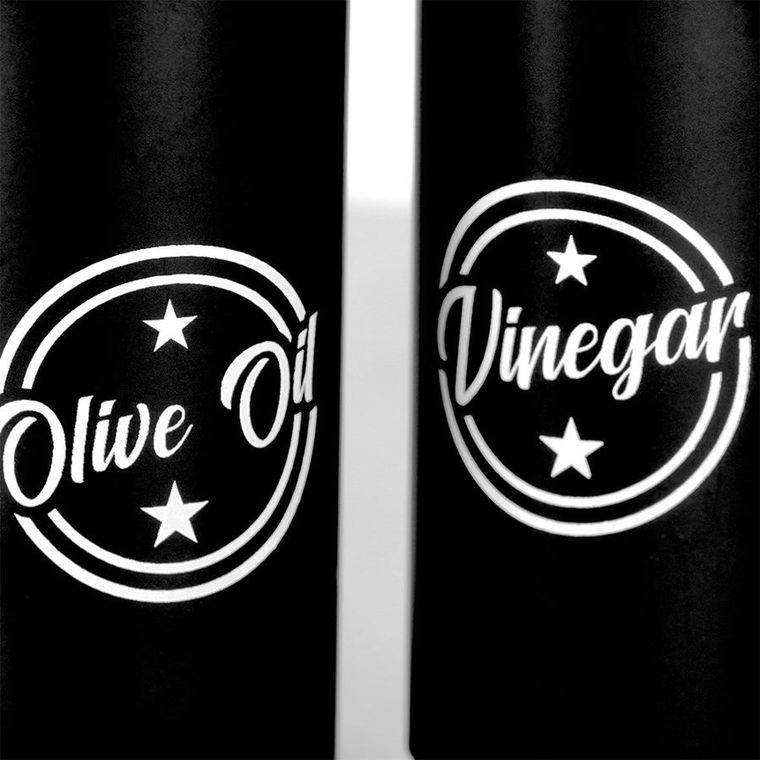 Vilde, butelki na oliwę i ocet, szklane, czarne, 300 ml, 2 szt.