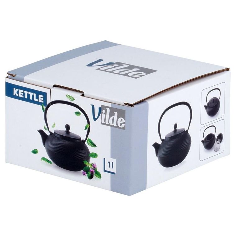 Vilde, Cast Line, czajnik do herbaty z zaparzaczem żeliwny emaliowany, 1l