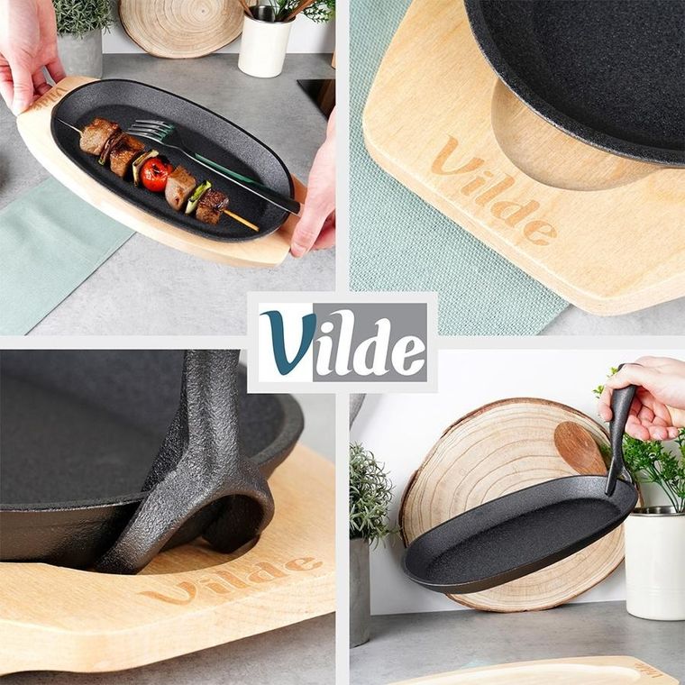 Vilde, Cast Line, patelnia do serwowania żeliwna z deską, 24-14 cm