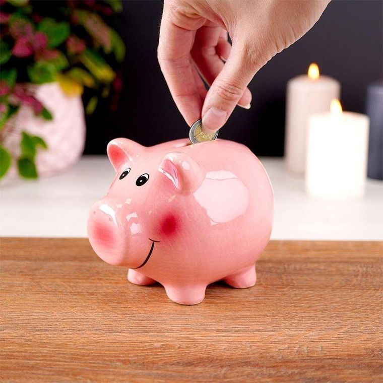 Vilde, ceramiczna skarbonka otwierana, świnka różowa, 12 cm