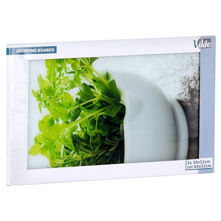 Vilde, deska do krojenia i osłona kuchenki, szklana, 60-52 cm, 2 szt.