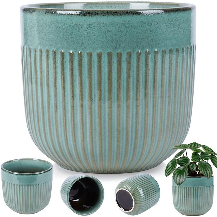 Vilde, doniczka porcelanowa, zielona, 17 cm