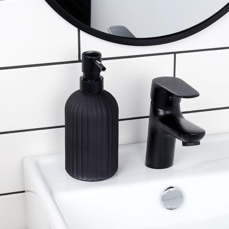 Vilde, dozownik do mydła szklany, czarny, 400 ml