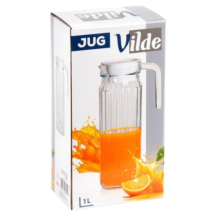 Vilde, dzbanek szklany z pokrywką wąski do lodówki, 1 l