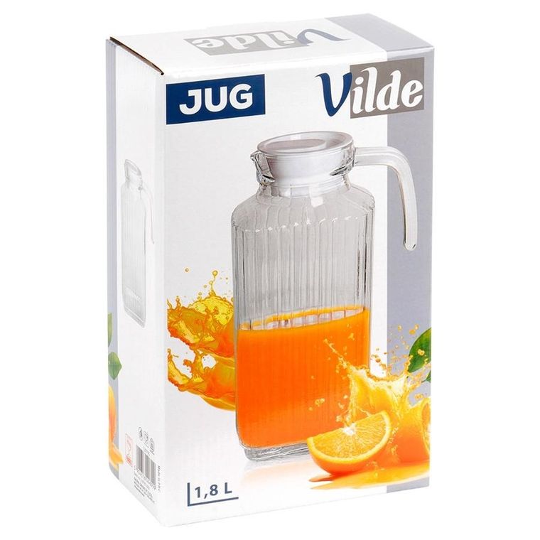 Vilde, dzbanek szklany z pokrywką wąski do lodówki, 1,8 l