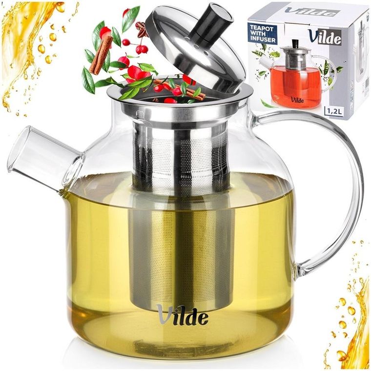 Vilde, dzbanek z zaparzaczem do herbaty, żaroodporny, szklany, 1,2 l