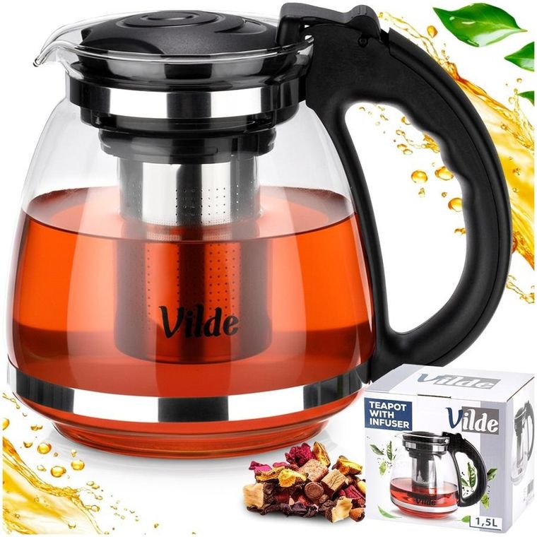 Vilde, dzbanek z zaparzaczem do herbaty, żaroodporny, szklany, 1,5 l