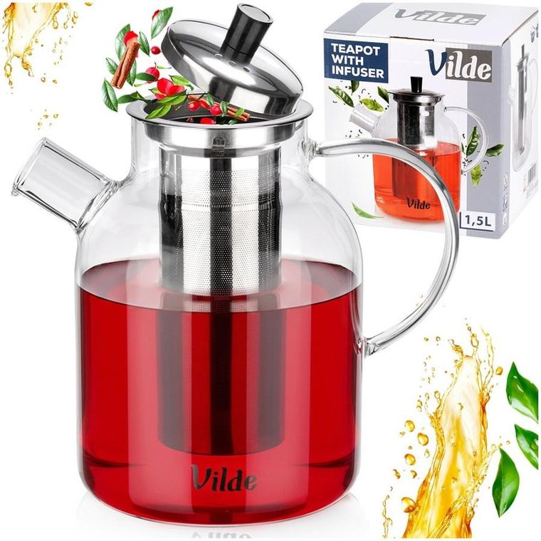 Vilde, dzbanek z zaparzaczem do herbaty, żaroodporny, szklany, 1,5 l