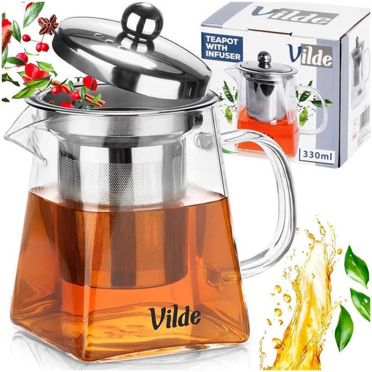Vilde, dzbanek z zaparzaczem do herbaty, żaroodporny, szklany, 330 ml
