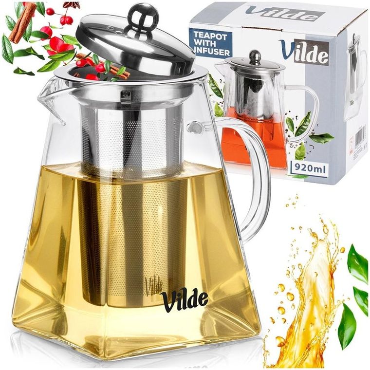 Vilde, dzbanek z zaparzaczem do herbaty, żaroodporny, szklany, 920 ml