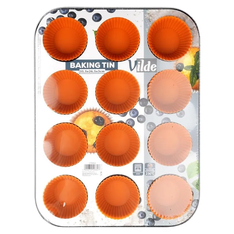 Vilde, forma do muffinek, z foremkami silikonowymi, grafitowa, 13 elementów