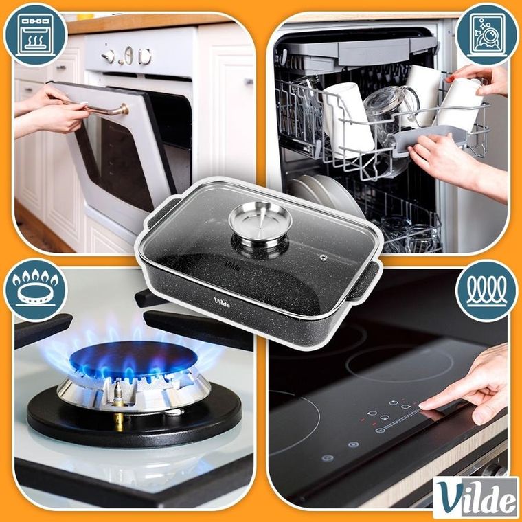 Vilde, Granitica, brytfanna granitowa z pokrywką, 3,5l, 35-23-12 cm