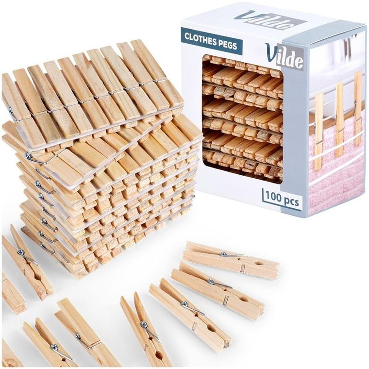 Vilde, klamerki na pranie, bambusowe, 100 szt.