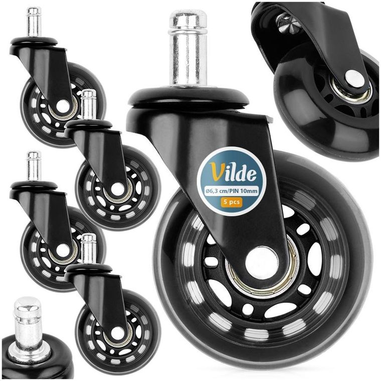 Vilde, kółka do fotela IKEA, kauczukowe, 6,3 cm/10 mm, 5 szt.