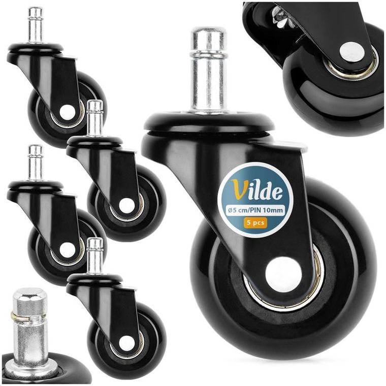 Vilde, kółka do fotela kauczukowe, 5 cm/10 mm, 5 szt.