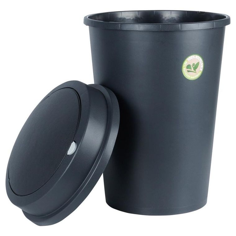 Vilde, kosz na śmieci plastikowy, czarny, 47 l