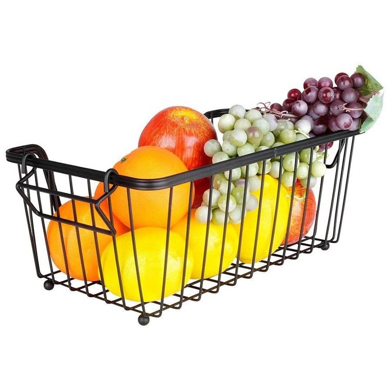 Vilde, koszyk na owoce i warzywa, metalowy, czarny loft, 32-20-13.5 cm