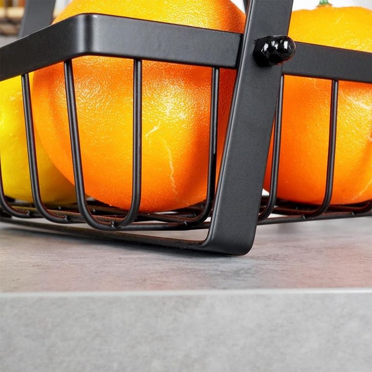 Vilde, koszyk na owoce metalowy, 2-poziomowy, czarny