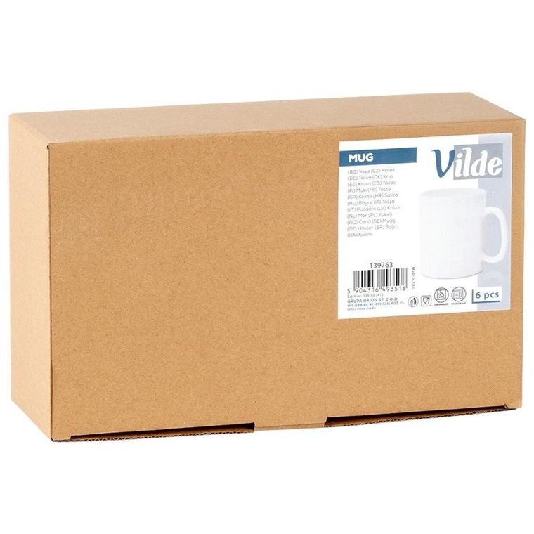 Vilde, kubki szklane, białe, 300 ml, 6 szt.