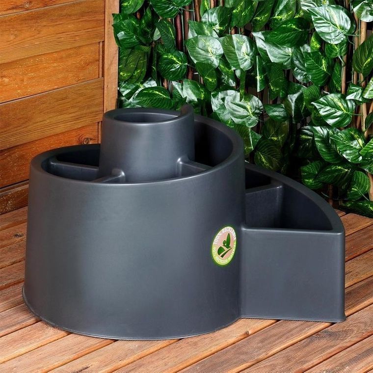 Vilde, kwietnik ogrodowy plastikowy, spiralny, czarny, 53-43,5-32,5 cm
