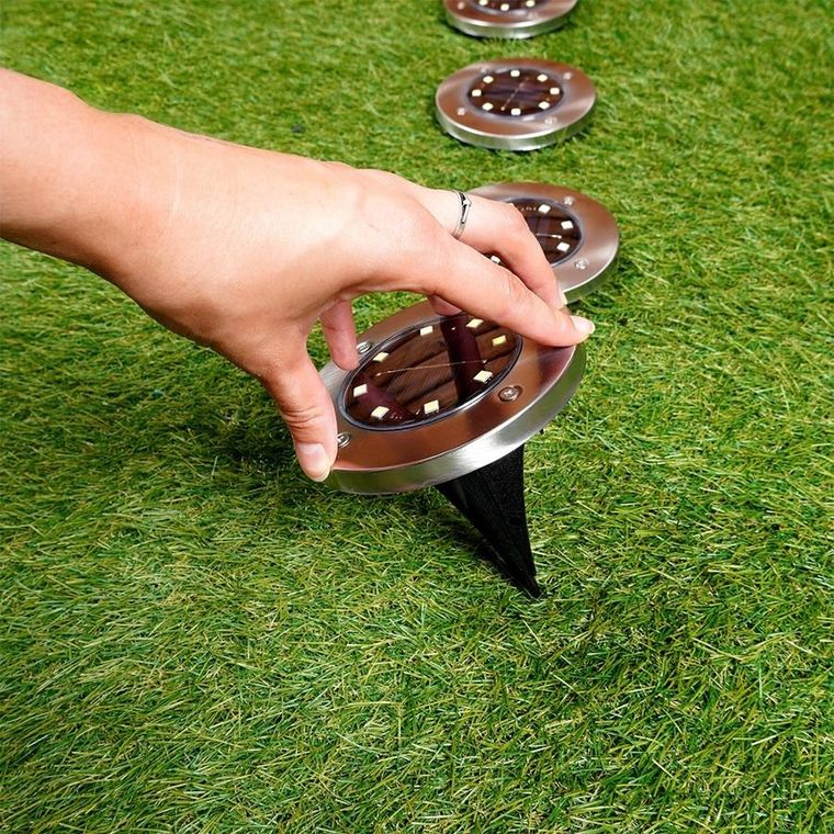 Vilde, lampki ogrodowe solarne LED, stalowe, wbijane, 11,5 cm, 12 szt.