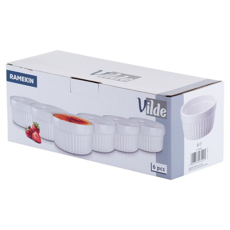 Vilde, miseczki do zapiekania ceramiczne, białe, 260 ml, 6 szt.