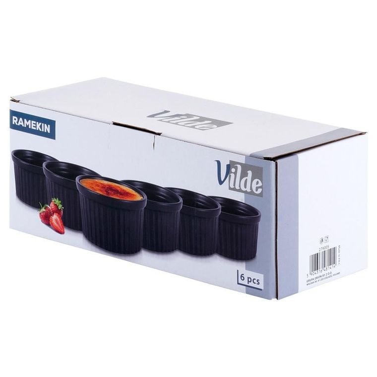 Vilde, miseczki do zapiekania ceramiczne, czarne, 260 ml, 6 szt.