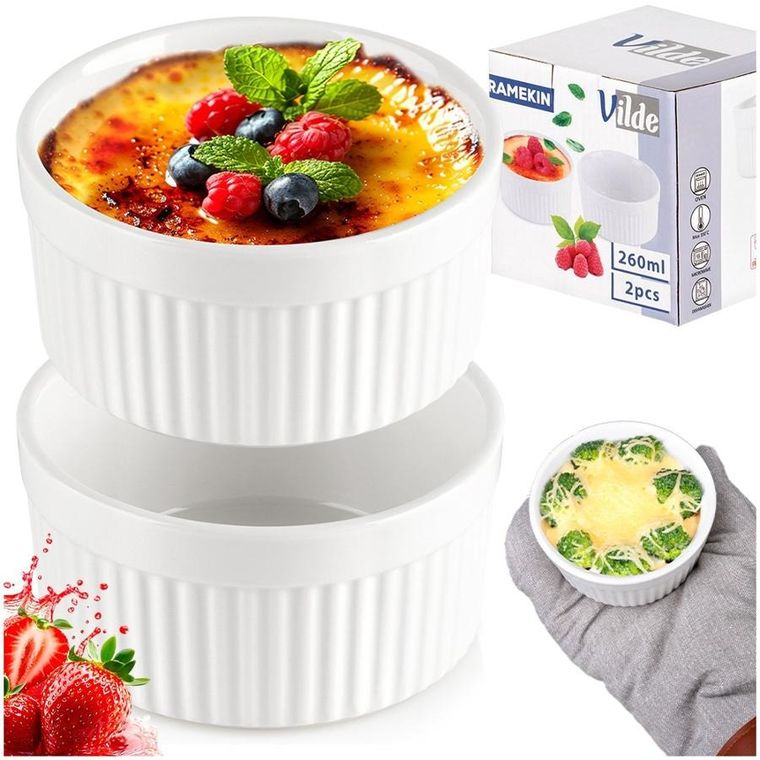 Vilde, miseczki do zapiekania, porcelanowe, białe, 260 ml, 2 szt.