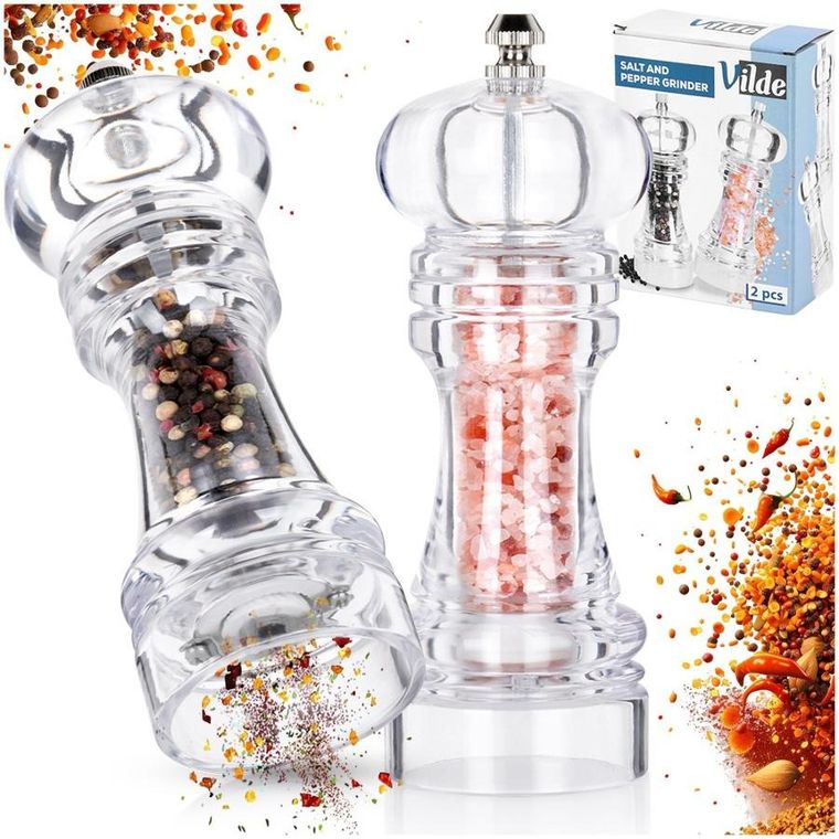 Vilde, młynek do pieprzu i soli, akrylowy, 16 cm, 2 szt.
