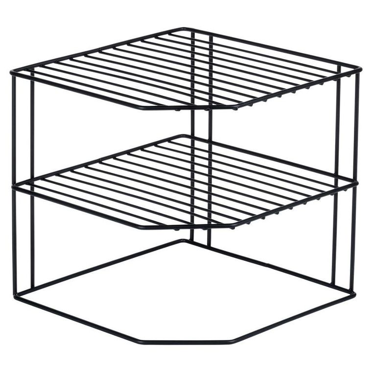 Vilde, narożna półka kuchenna, metalowa czarna