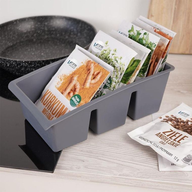 Vilde, organizer na przyprawy w torebkach, szary