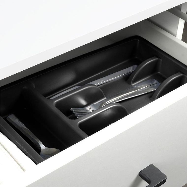 Vilde, organizer na sztućce, wkład do szuflady, czarny, 36-25,5-6 cm