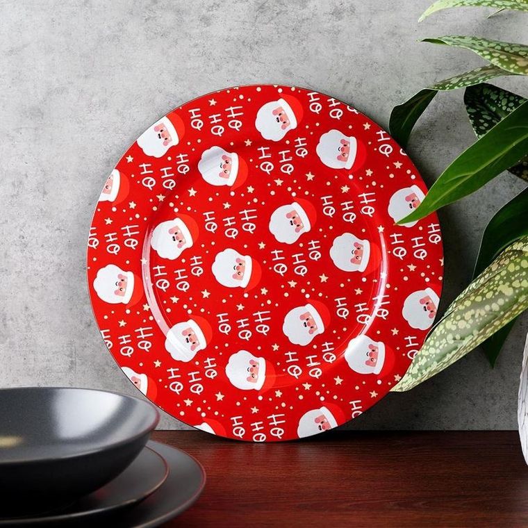 Vilde, podtalerz świąteczny dekoracyjny, czerwony, Mikołaj, 33 cm