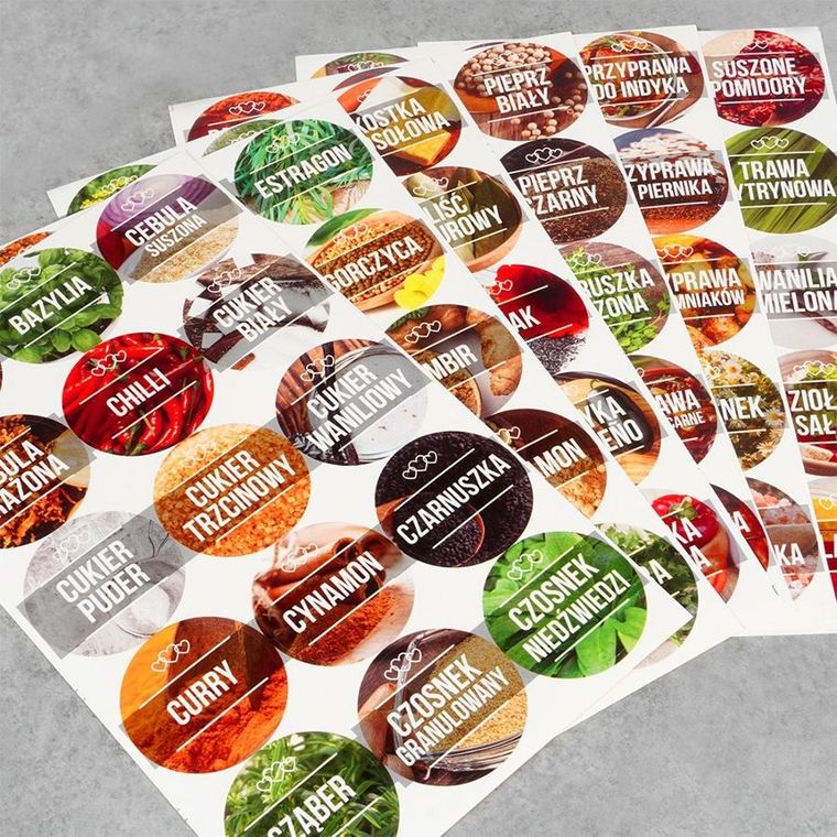 Vilde, pojemnik na przyprawy, szklany, 100 ml, 24 szt. + 90 naklejek