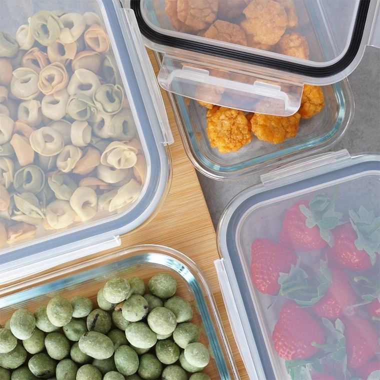 Vilde, pojemniki na żywność, szklane z pokrywką i uszczelką, 9 szt.