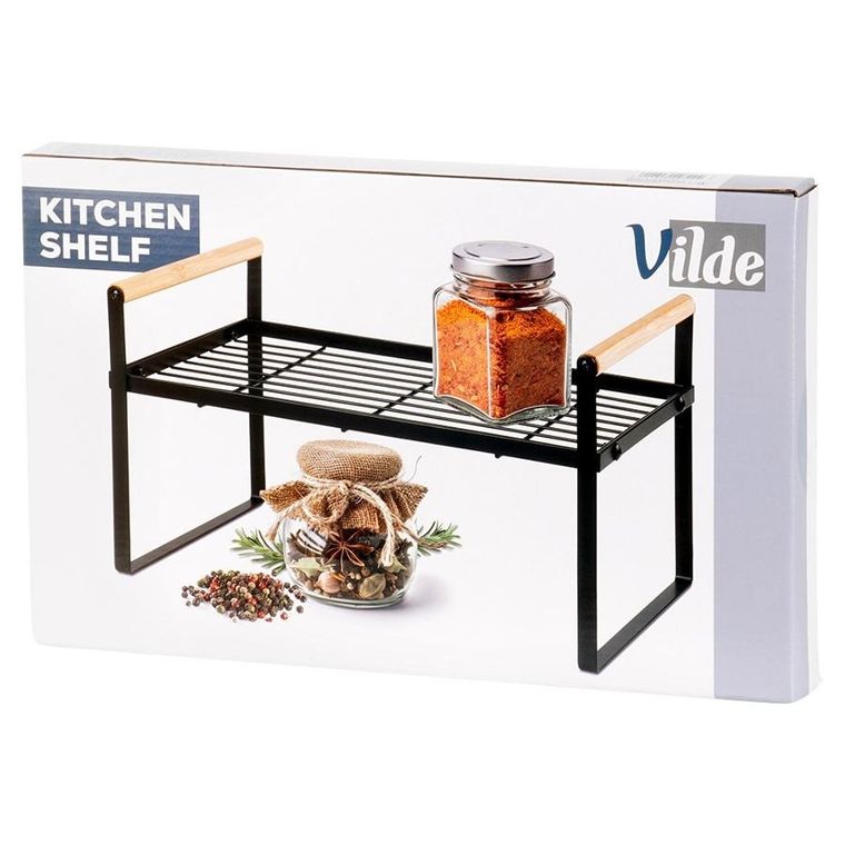 Vilde, półka kuchenna, metalowa, czarna, 33-21-19,5 cm
