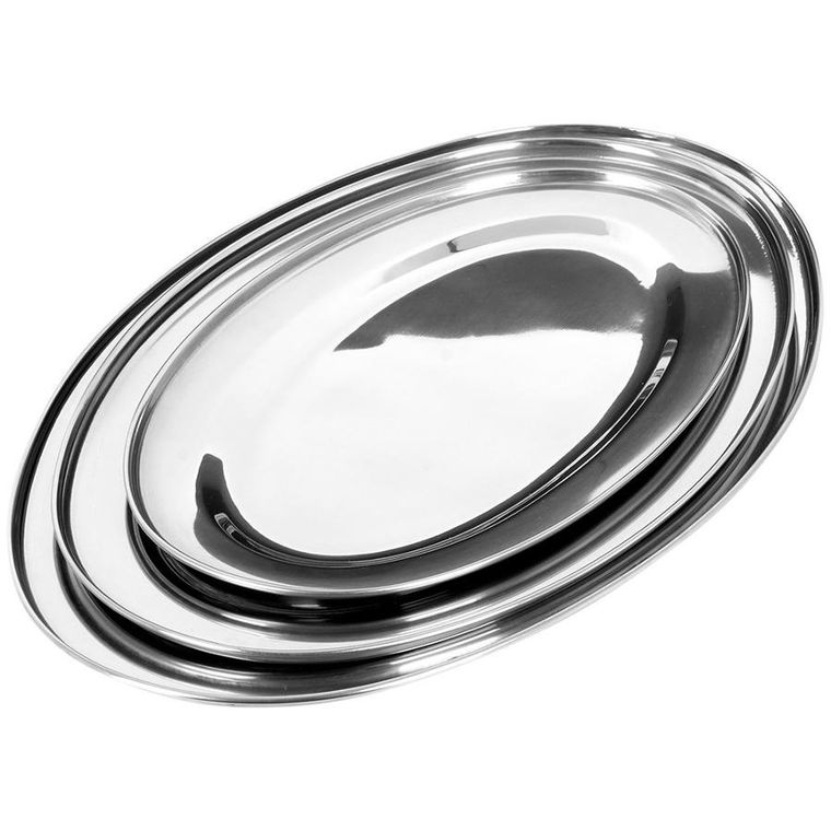 Vilde, półmisek stalowy owalny, 3 szt.