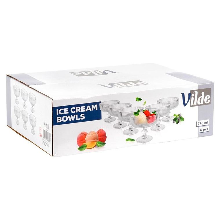 Vilde, pucharki do lodów szklane, 270 ml, 6 szt.