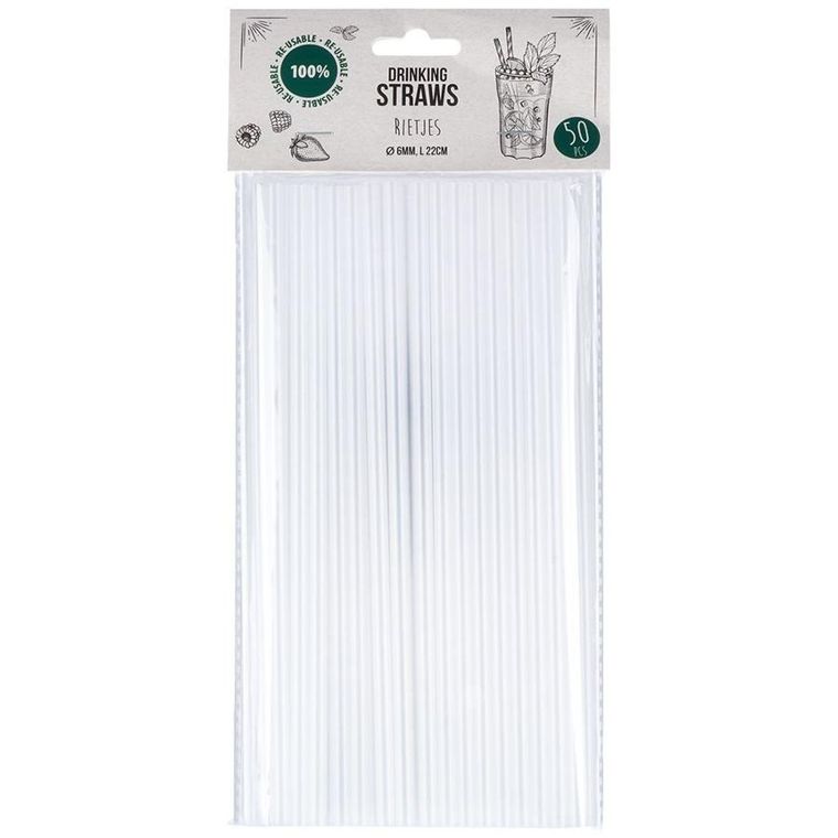 Vilde, słomki do napojów, przezroczyste, 50 szt., 22 cm