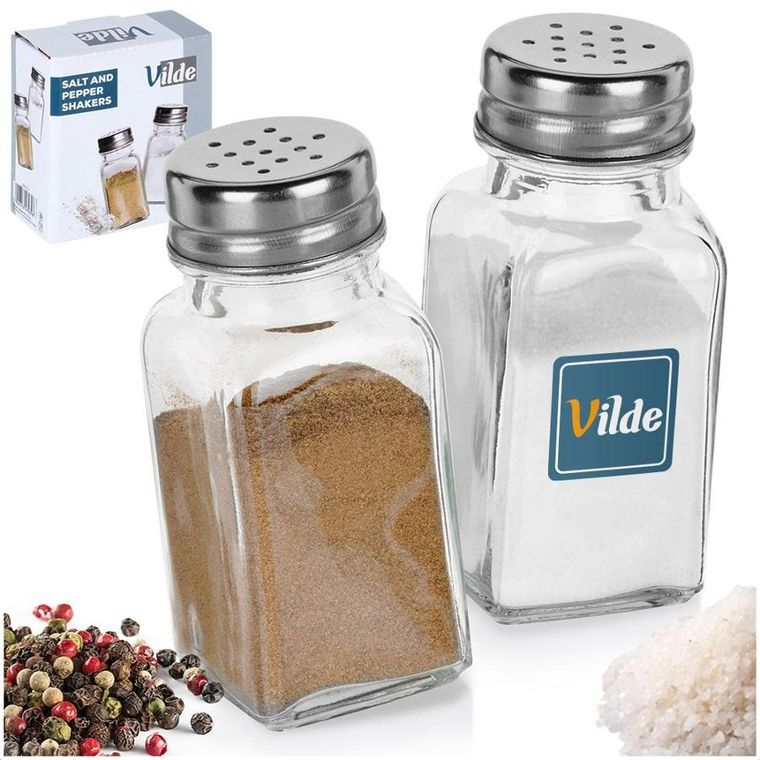 Vilde, solniczka i pieprzniczka szklana, 80 ml, 2 szt.