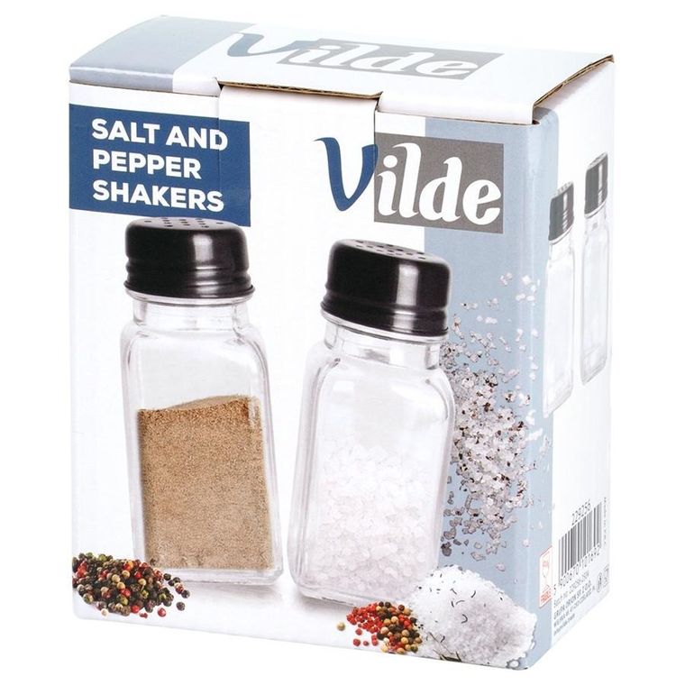 Vilde, solniczka i pieprzniczka szklana, 80 ml, 2 szt.