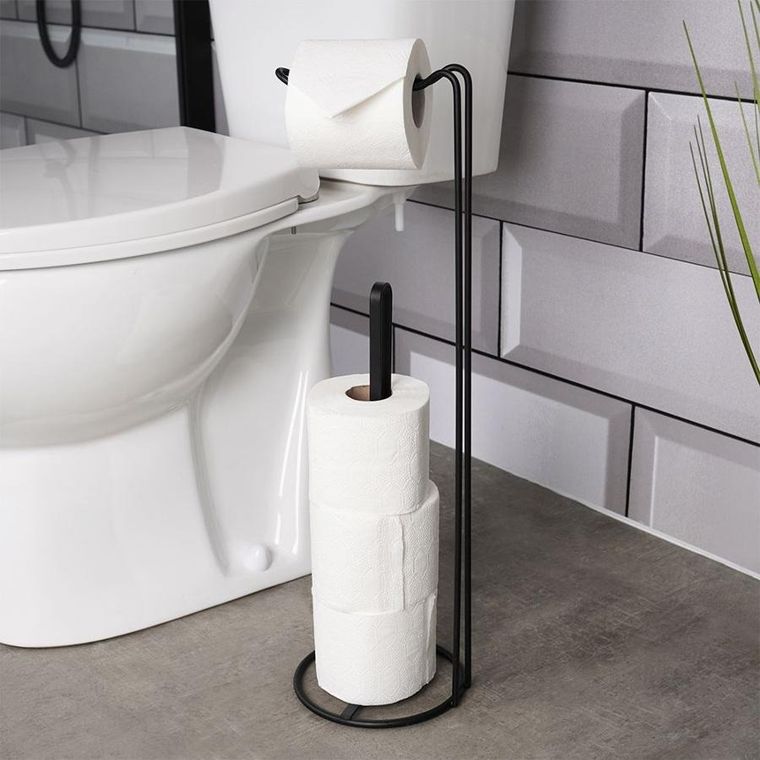 Vilde, stojak na papier toaletowy, metalowy czarny, 54 cm
