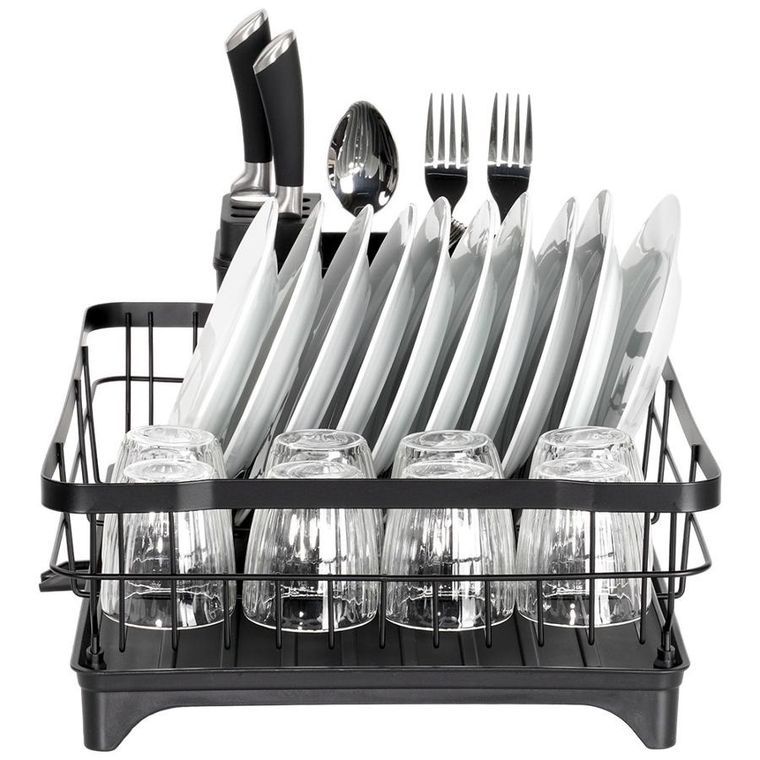 Vilde, suszarka na naczynia, metalowa, czarna, 48-32,5-18,5 cm