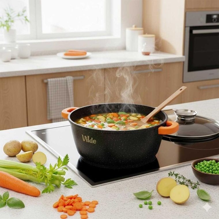 Vilde, Terruna Aroma, garnek ze szklaną pokrywką, granitowy, 28 cm, 5,8l