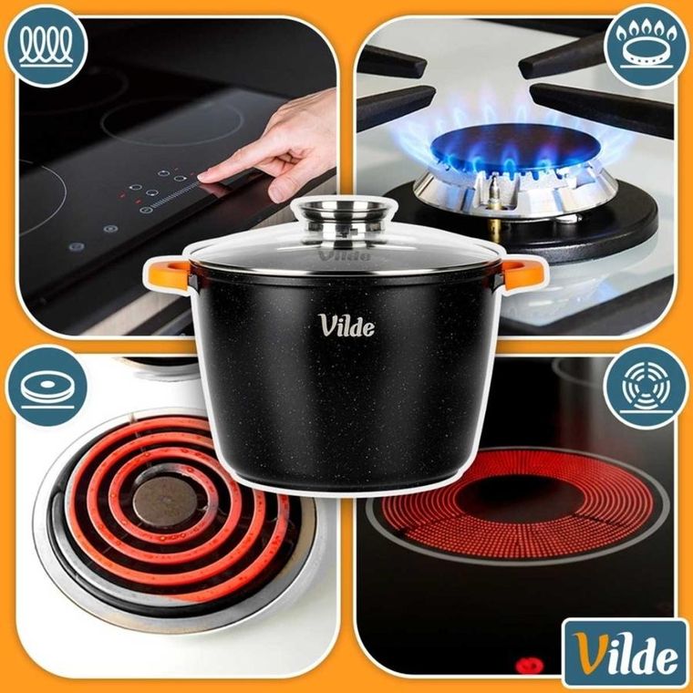 Vilde, Terruna Aroma, garnek ze szklaną pokrywką, granitowy, 28 cm, 9,7l