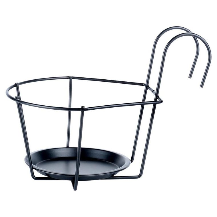 Vilde, uchwyt balkonowy na doniczkę, metalowy, czarny