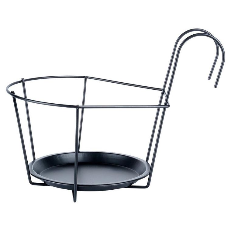 Vilde, uchwyt balkonowy na doniczkę, metalowy, czarny