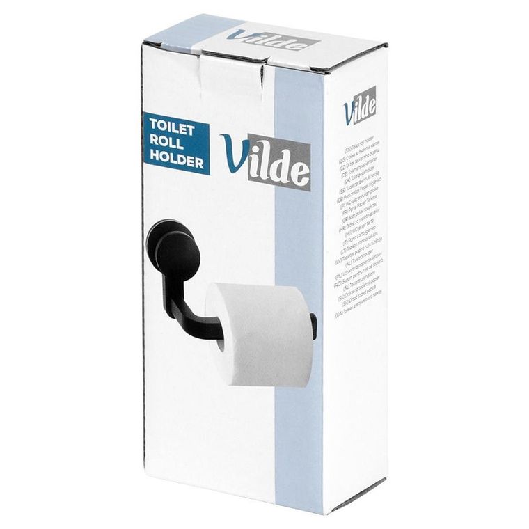 Vilde, uchwyt na papier toaletowy na przyssawkę, czarny, 16,5 cm
