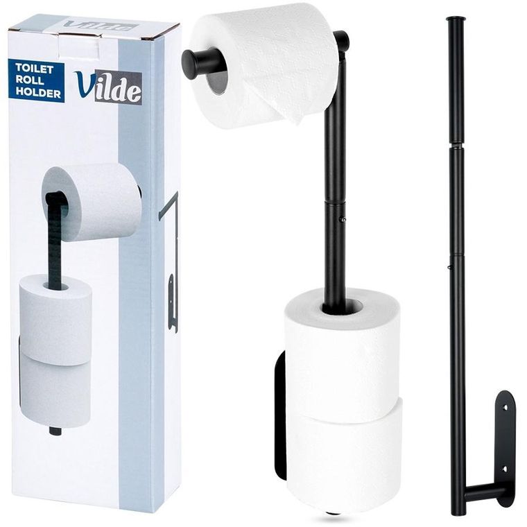 Vilde, uchwyt na papier toaletowy stalowy, czarny, 46,5 cm