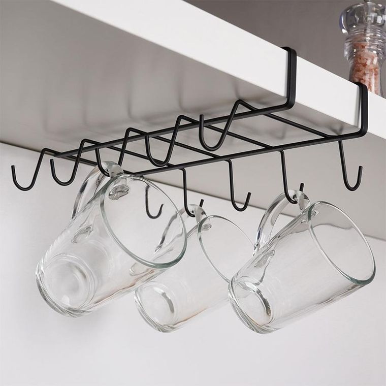 Vilde, wieszak na kubki, metalowy, czarny